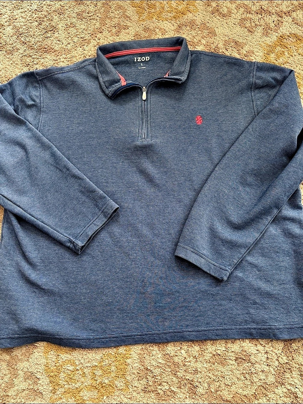 IZOD Men's Quarter Zip Polo in Blue Size Large